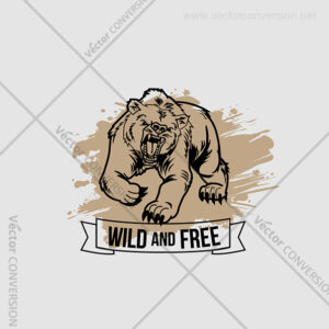 wild and free bear tshirt design