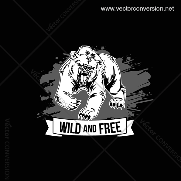 wild and free bear tshirt design